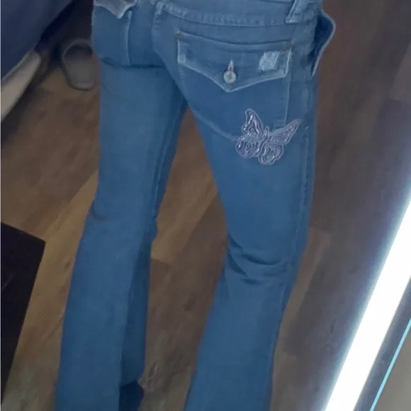 Frankie B. Jeans Size 2, low rise, Rhinestone Butterfly -RARE! - Picture 3 of 11